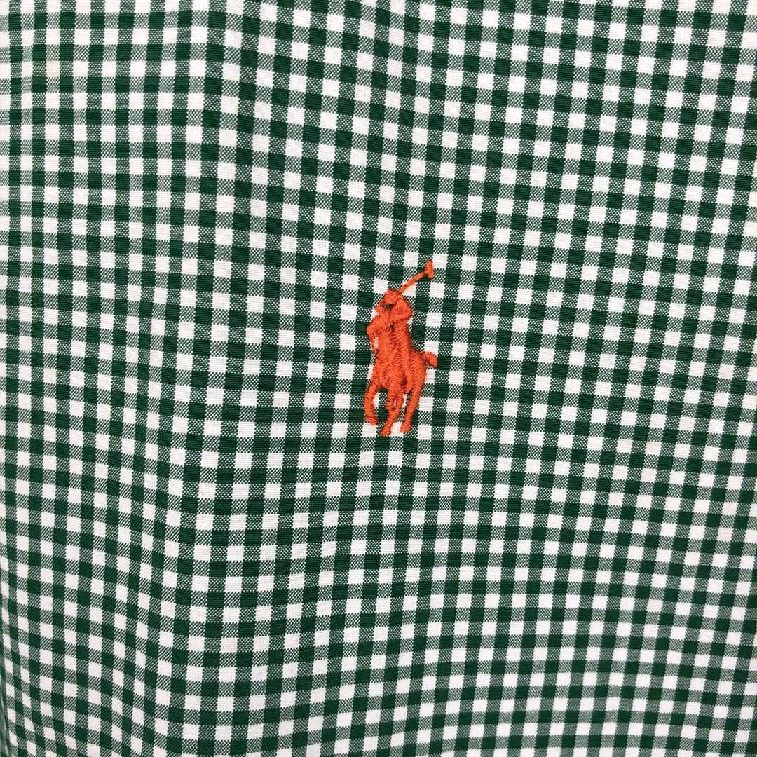 Ralph Lauren Gingham Check Long Sleeve Button-Down Check Shirt, Men's Size L cotton green type Vintage Second Hand