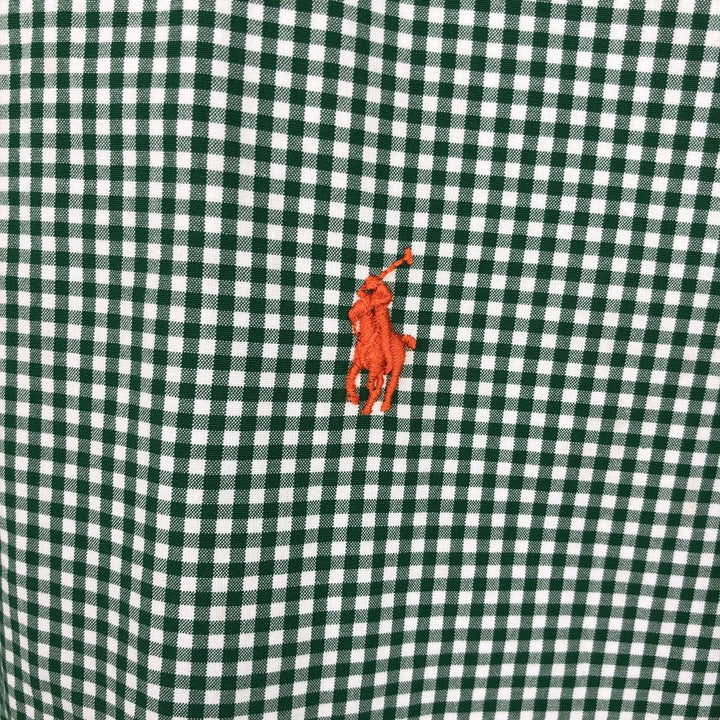 Ralph Lauren Gingham Check Long Sleeve Button-Down Check Shirt, Men's Size L cotton green type Vintage Second Hand