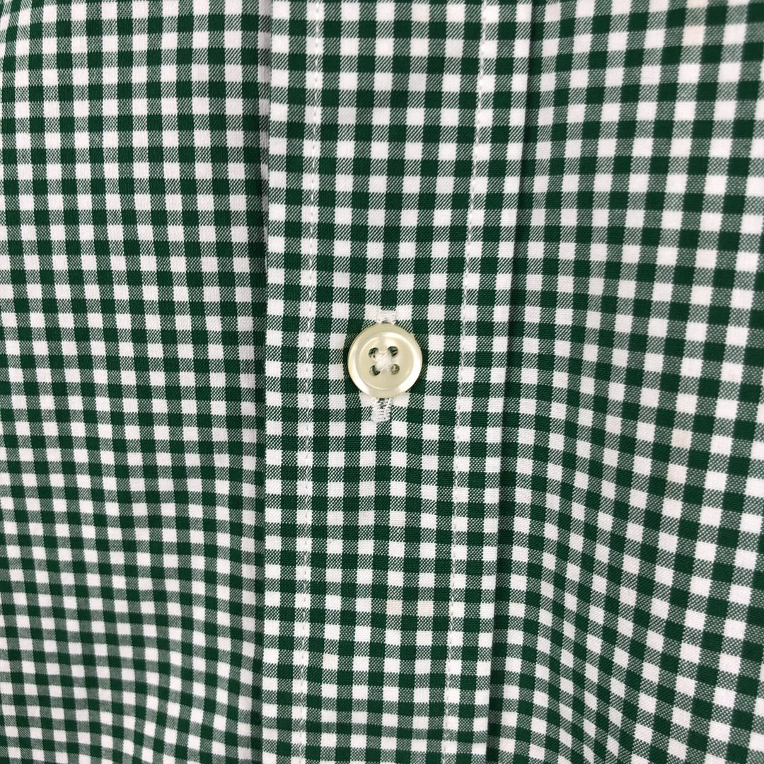 Ralph Lauren Gingham Check Long Sleeve Button-Down Check Shirt, Men's Size L cotton green type Vintage Second Hand