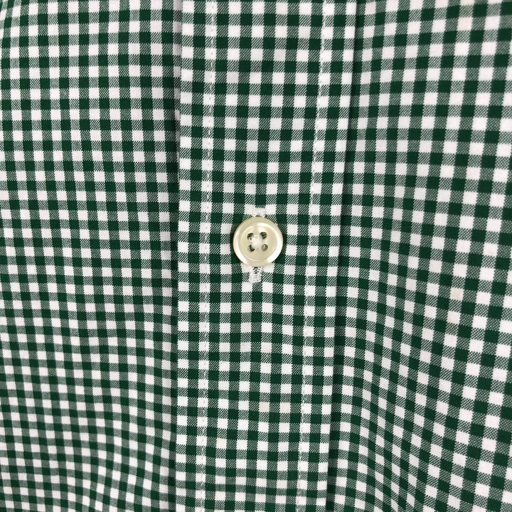 Ralph Lauren Gingham Check Long Sleeve Button-Down Check Shirt, Men's Size L cotton green type Vintage Second Hand
