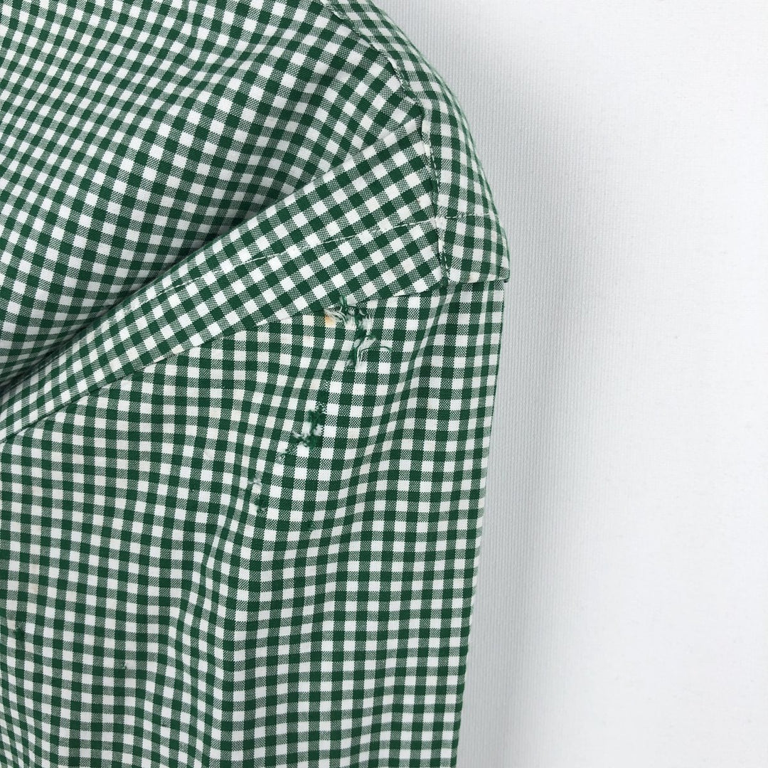 Ralph Lauren Gingham Check Long Sleeve Button-Down Check Shirt, Men's Size L cotton green type Vintage Second Hand