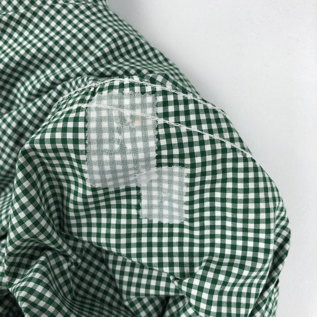 Ralph Lauren Gingham Check Long Sleeve Button-Down Check Shirt, Men's Size L cotton green type Vintage Second Hand