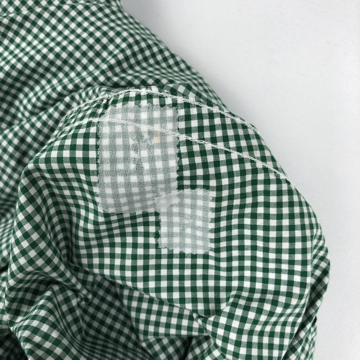 Ralph Lauren Gingham Check Long Sleeve Button-Down Check Shirt, Men's Size L cotton green type Vintage Second Hand
