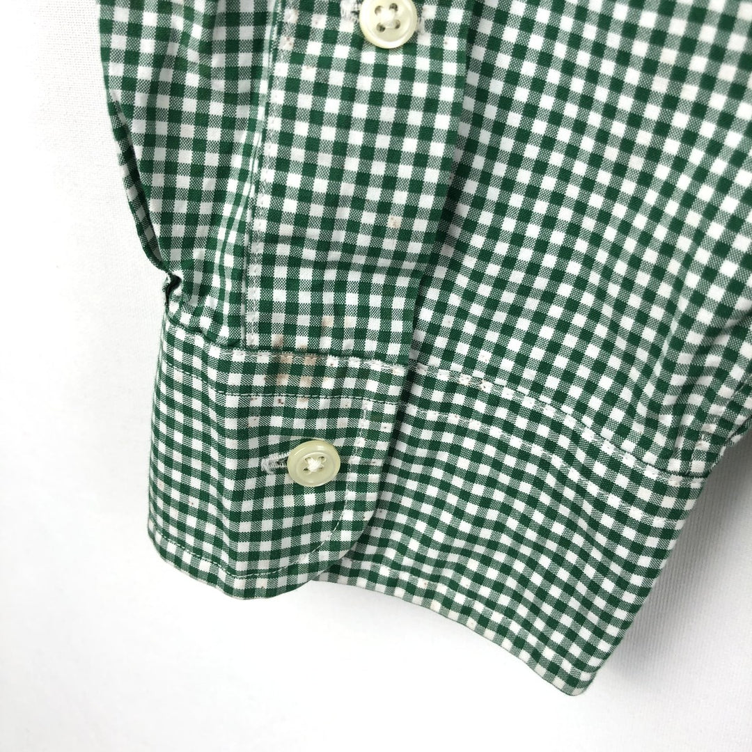 Ralph Lauren Gingham Check Long Sleeve Button-Down Check Shirt, Men's Size L cotton green type Vintage Second Hand