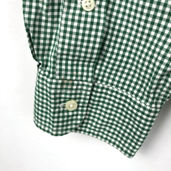 Ralph Lauren Gingham Check Long Sleeve Button-Down Check Shirt, Men's Size L cotton green type Vintage Second Hand