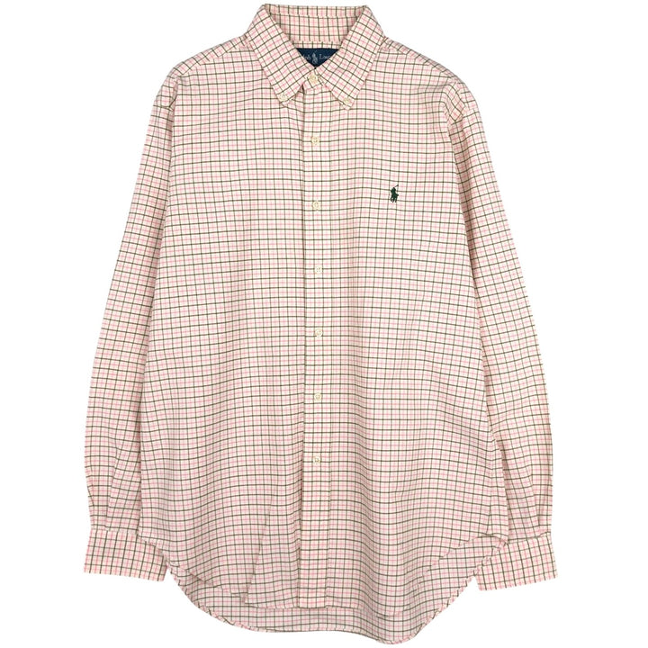 Ralph Lauren Classic Fit Long Sleeve Button Down Check Shirt Men's M cotton ivory Vintage Second Hand