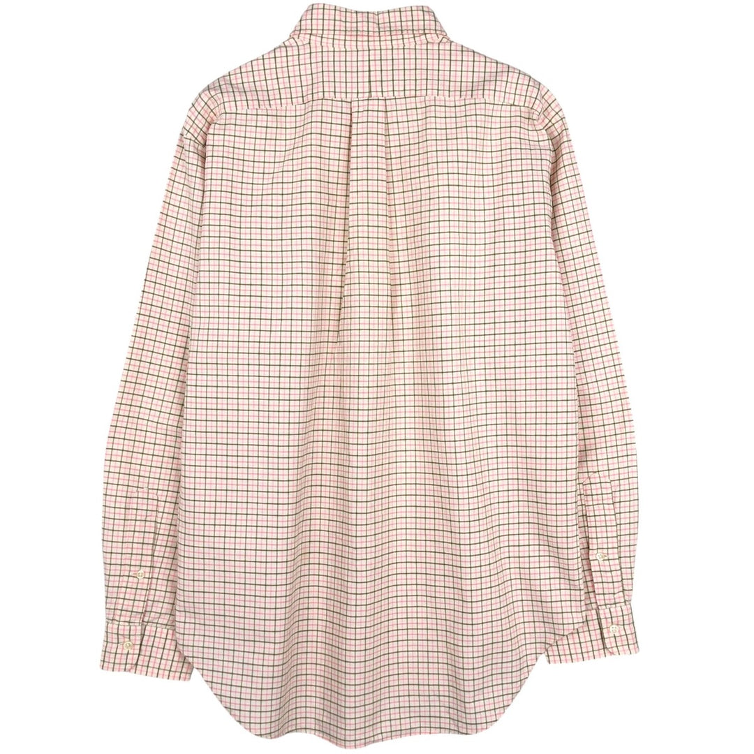 Ralph Lauren Classic Fit Long Sleeve Button Down Check Shirt Men's M cotton ivory Vintage Second Hand
