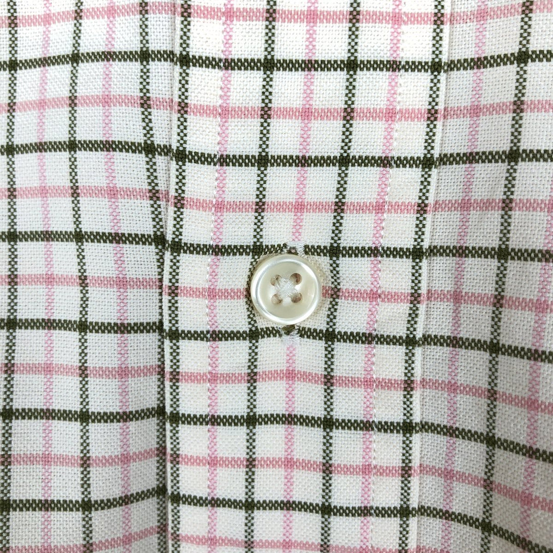 Ralph Lauren Classic Fit Long Sleeve Button Down Check Shirt Men's M cotton ivory Vintage Second Hand