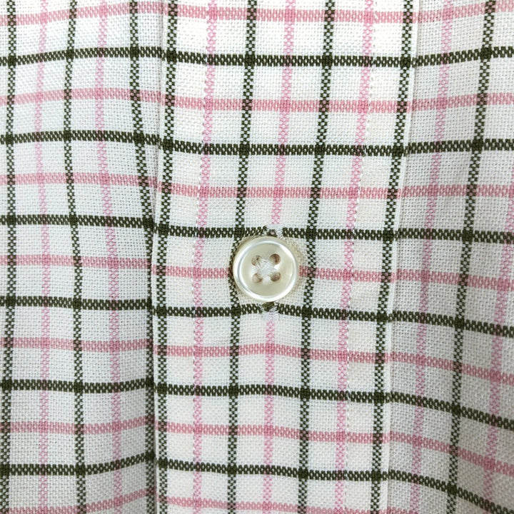 Ralph Lauren Classic Fit Long Sleeve Button Down Check Shirt Men's M cotton ivory Vintage Second Hand