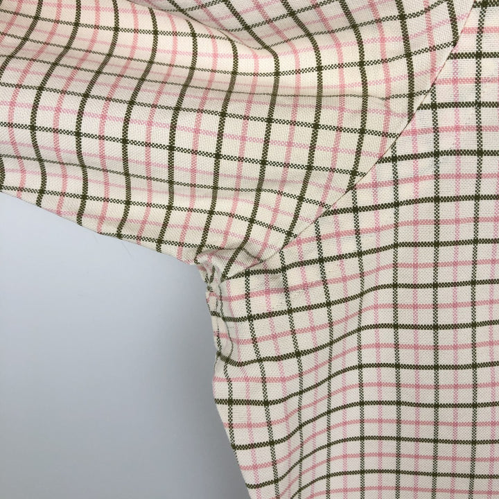 Ralph Lauren Classic Fit Long Sleeve Button Down Check Shirt Men's M cotton ivory Vintage Second Hand