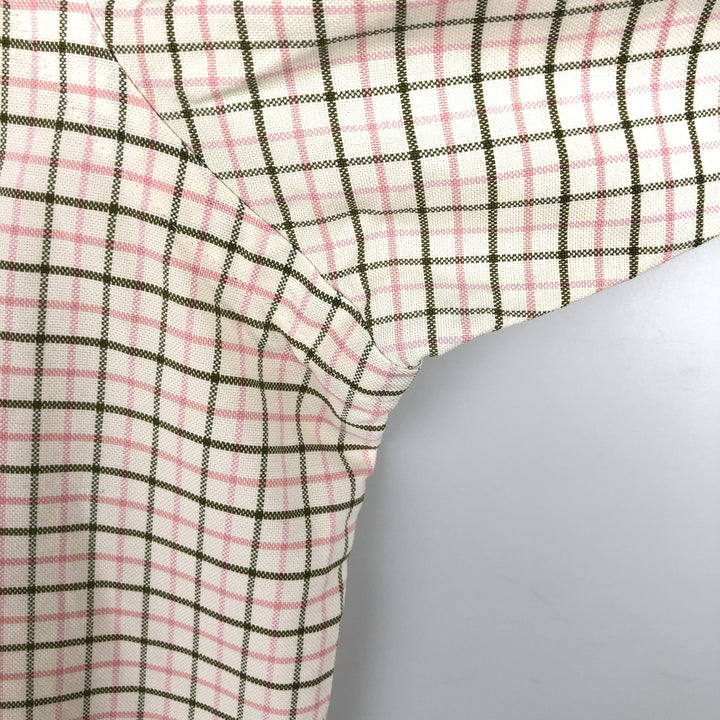 Ralph Lauren Classic Fit Long Sleeve Button Down Check Shirt Men's M cotton ivory Vintage Second Hand