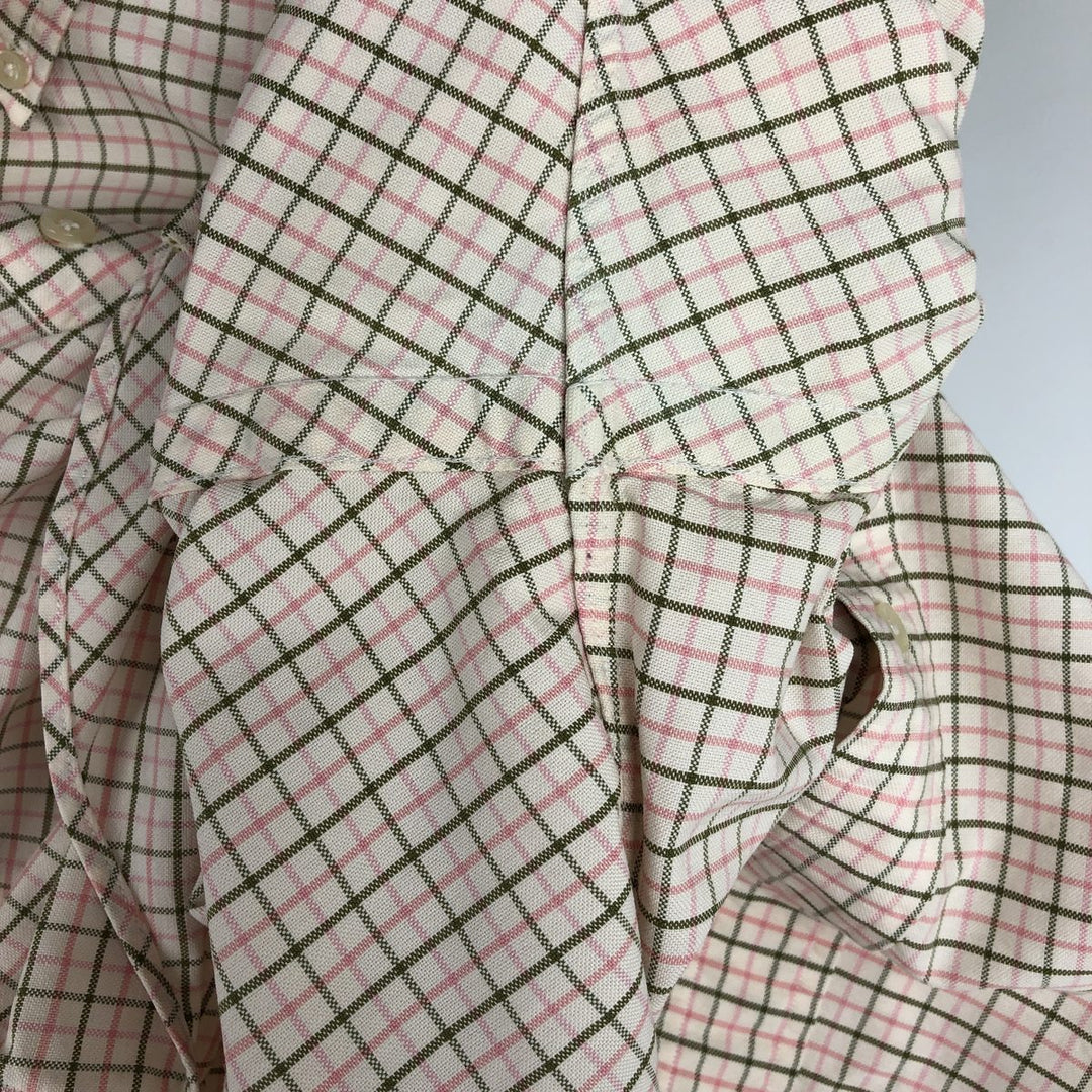 Ralph Lauren Classic Fit Long Sleeve Button Down Check Shirt Men's M cotton ivory Vintage Second Hand
