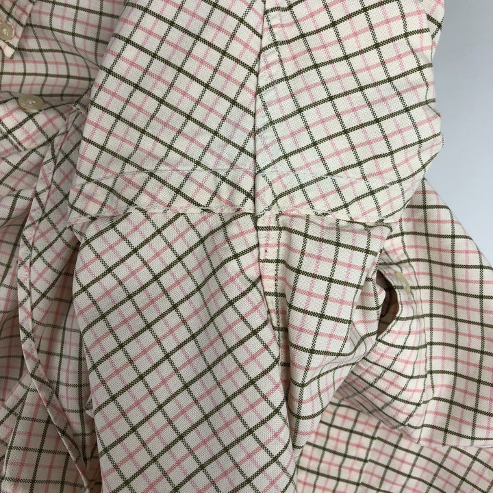 Ralph Lauren Classic Fit Long Sleeve Button Down Check Shirt Men's M cotton ivory Vintage Second Hand