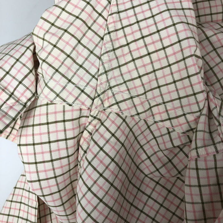 Ralph Lauren Classic Fit Long Sleeve Button Down Check Shirt Men's M cotton ivory Vintage Second Hand