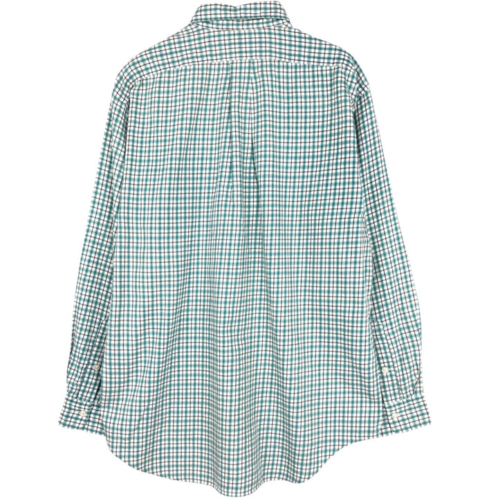 Ralph Lauren BLAIRE long sleeve button down check shirt, men's size M cotton Emerald green Vintage Second Hand