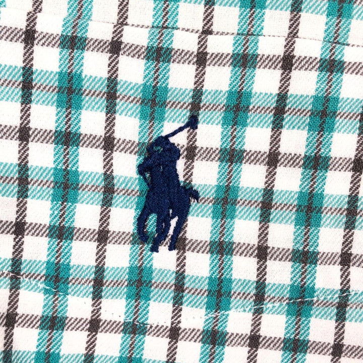 Ralph Lauren BLAIRE long sleeve button down check shirt, men's size M cotton Emerald green Vintage Second Hand