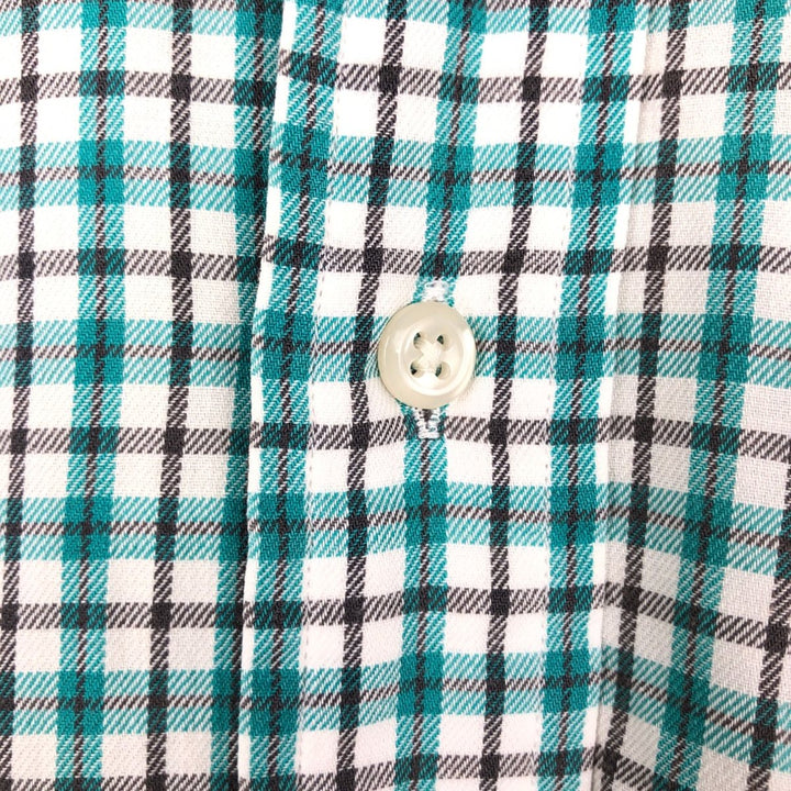 Ralph Lauren BLAIRE long sleeve button down check shirt, men's size M cotton Emerald green Vintage Second Hand