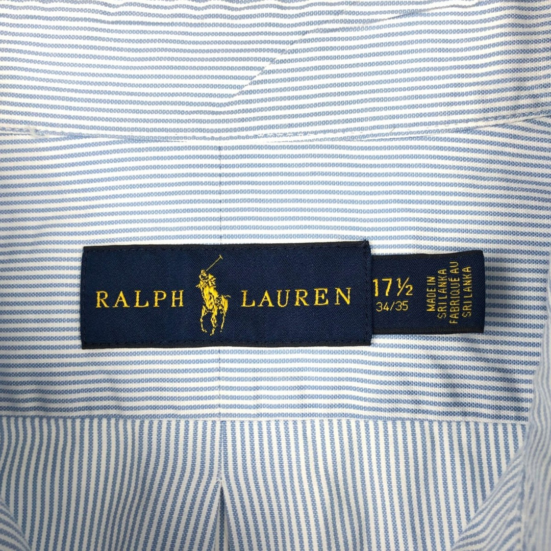 Ralph Lauren long sleeve button down striped shirt, men's XL size cotton Blue type light blue Vintage Second Hand