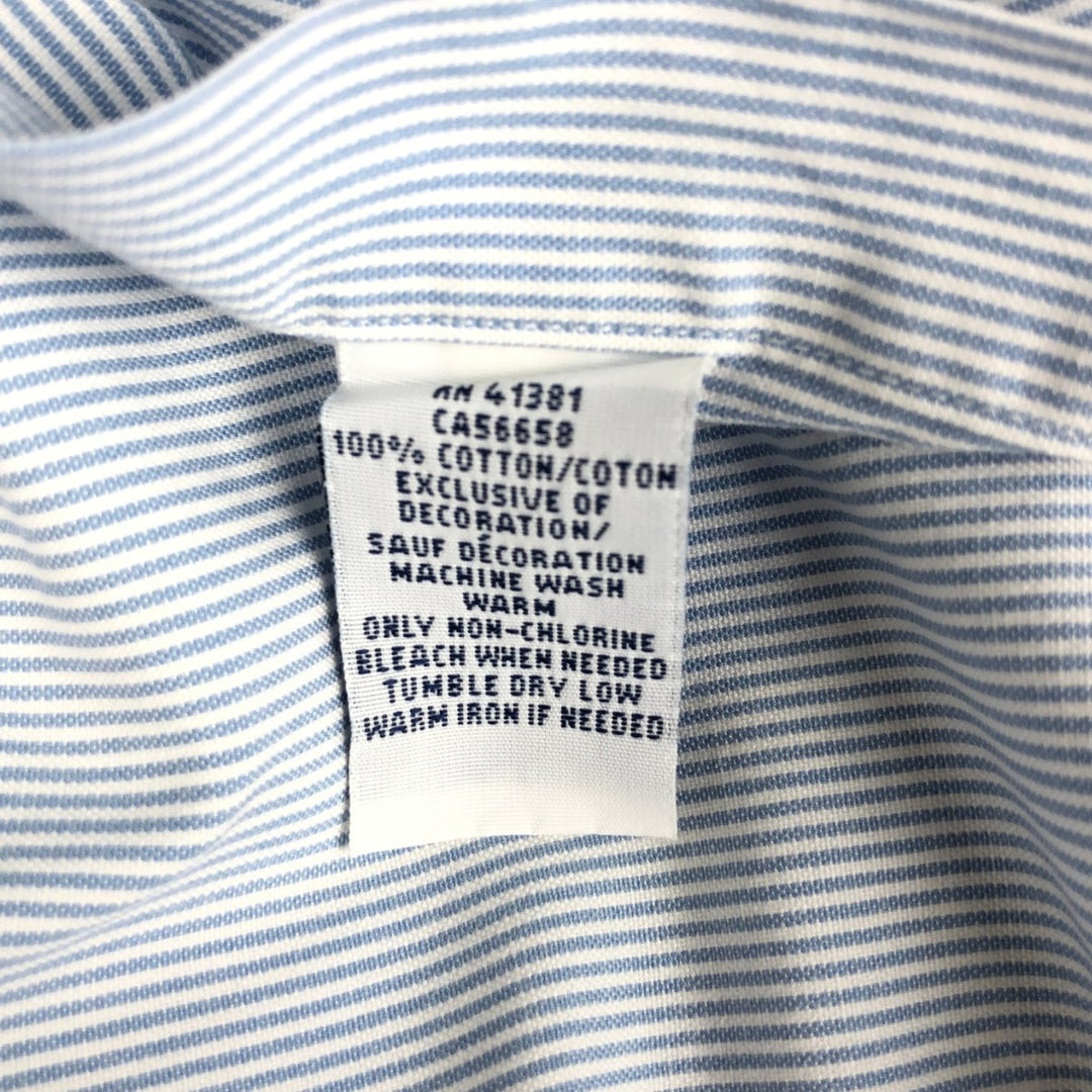 Ralph Lauren long sleeve button down striped shirt, men's XL size cotton Blue type light blue Vintage Second Hand