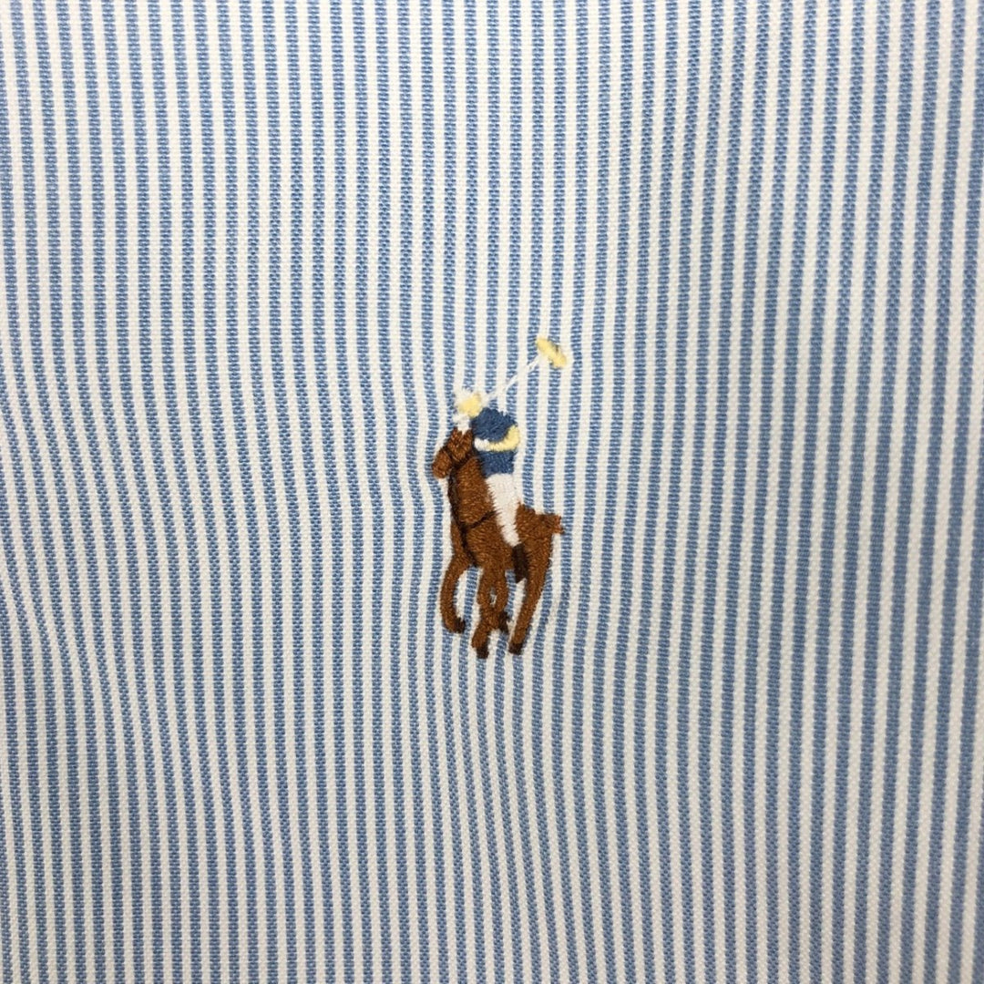 Ralph Lauren long sleeve button down striped shirt, men's XL size cotton Blue type light blue Vintage Second Hand