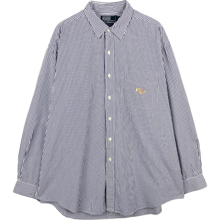Ralph Lauren POLO by Ralph Lauren ELLIOTT Long-Sleeve Cotton Stripe Shirt, Men's Size XL (approx.) cotton white type Vintage Second Hand