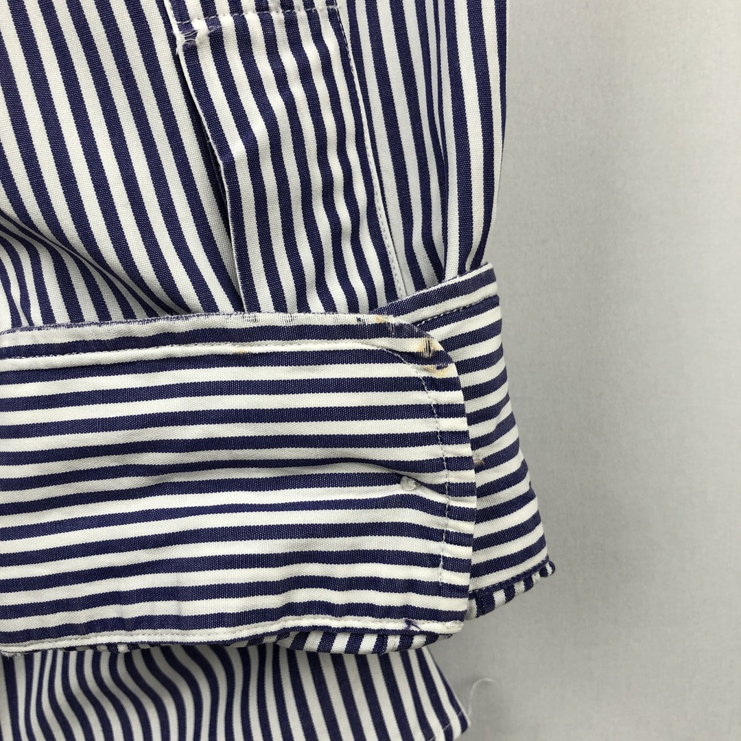 Ralph Lauren POLO by Ralph Lauren ELLIOTT Long-Sleeve Cotton Stripe Shirt, Men's Size XL (approx.) cotton white type Vintage Second Hand