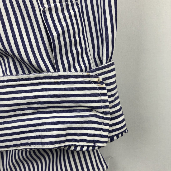 Ralph Lauren POLO by Ralph Lauren ELLIOTT Long-Sleeve Cotton Stripe Shirt, Men's Size XL (approx.) cotton white type Vintage Second Hand