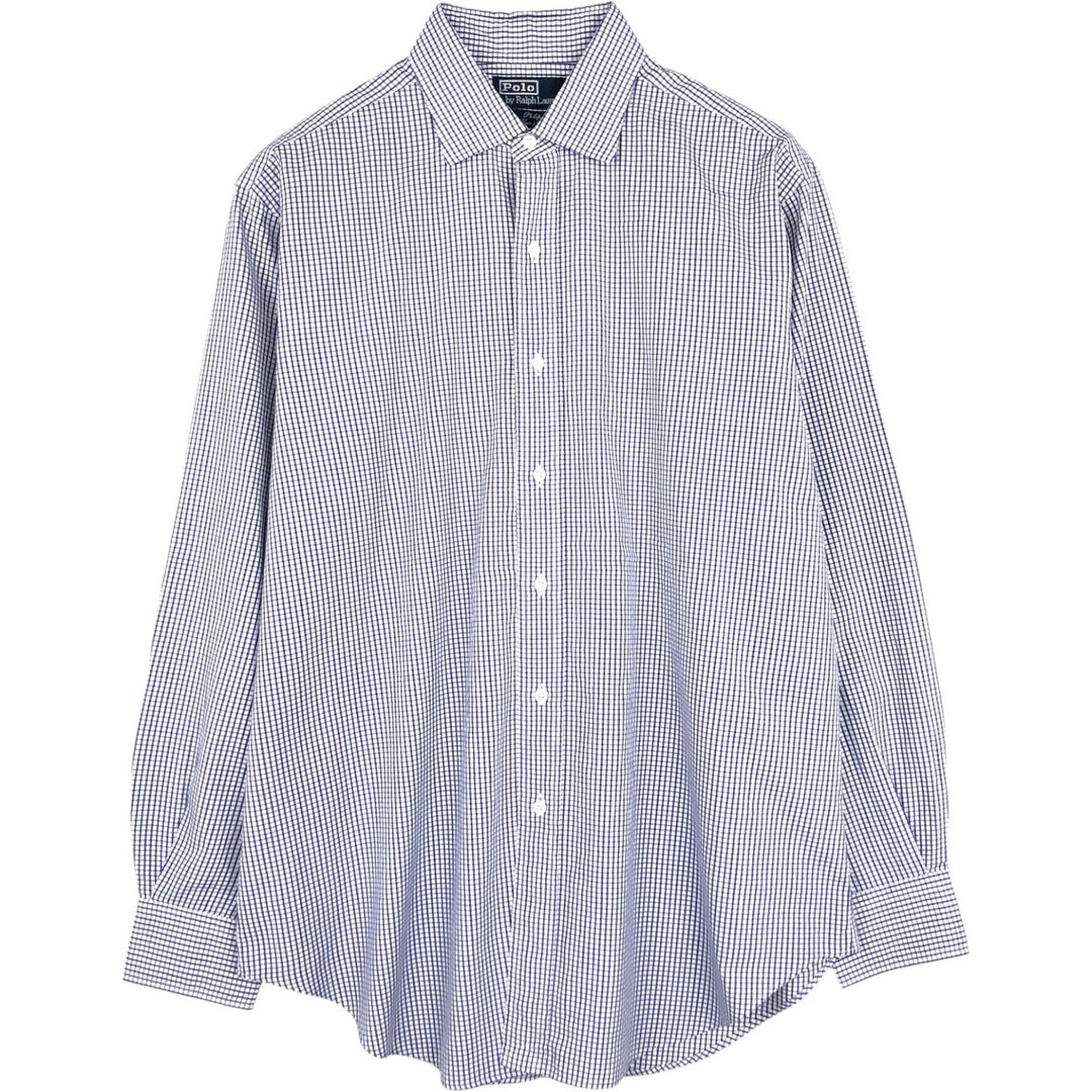 Ralph Lauren POLO by Ralph Lauren Philip Long-Sleeve Cotton Check Shirt, Men's Size XL (approx.) cotton blue type Vintage Second Hand
