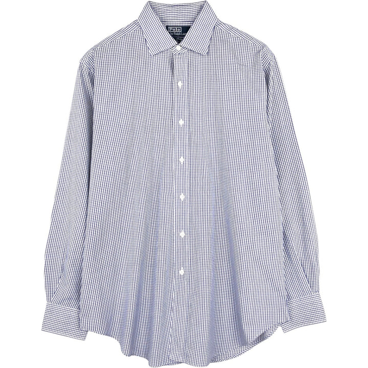 Ralph Lauren POLO by Ralph Lauren Philip Long-Sleeve Cotton Check Shirt, Men's Size XL (approx.) cotton blue type Vintage Second Hand