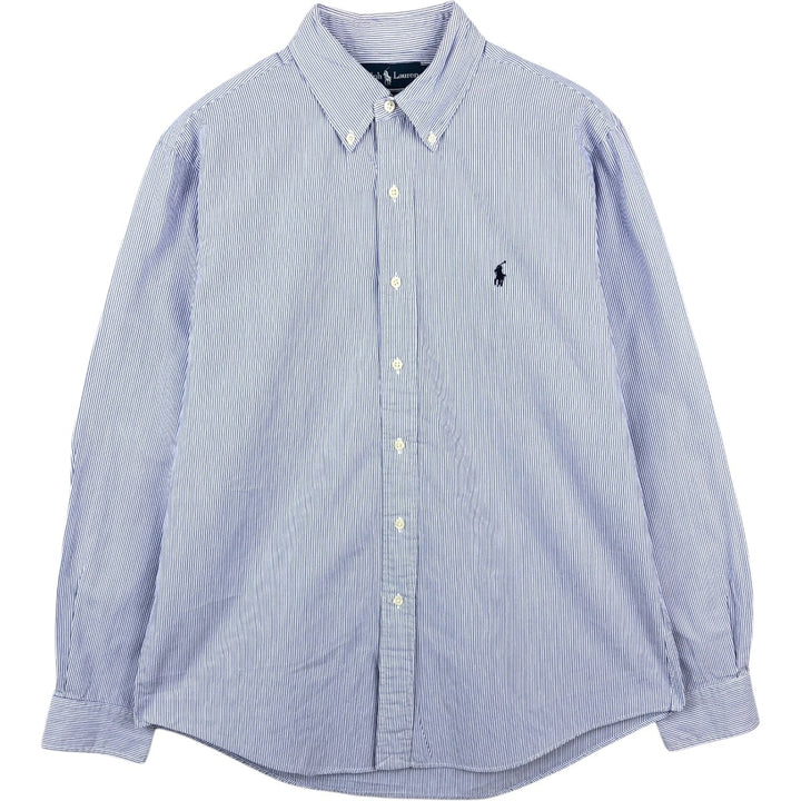 Ralph Lauren CUSTOM FIT long sleeve button down striped shirt men's size L cotton blue type Vintage Second Hand