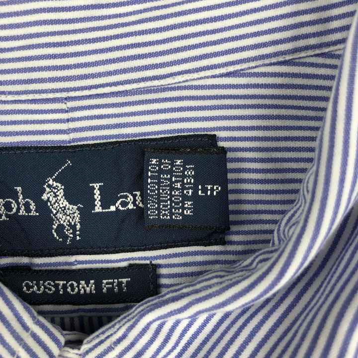 Ralph Lauren CUSTOM FIT long sleeve button down striped shirt men's size L cotton blue type Vintage Second Hand