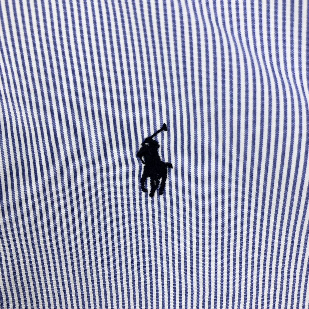 Ralph Lauren CUSTOM FIT long sleeve button down striped shirt men's size L cotton blue type Vintage Second Hand