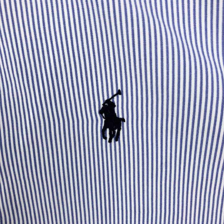 Ralph Lauren CUSTOM FIT long sleeve button down striped shirt men's size L cotton blue type Vintage Second Hand