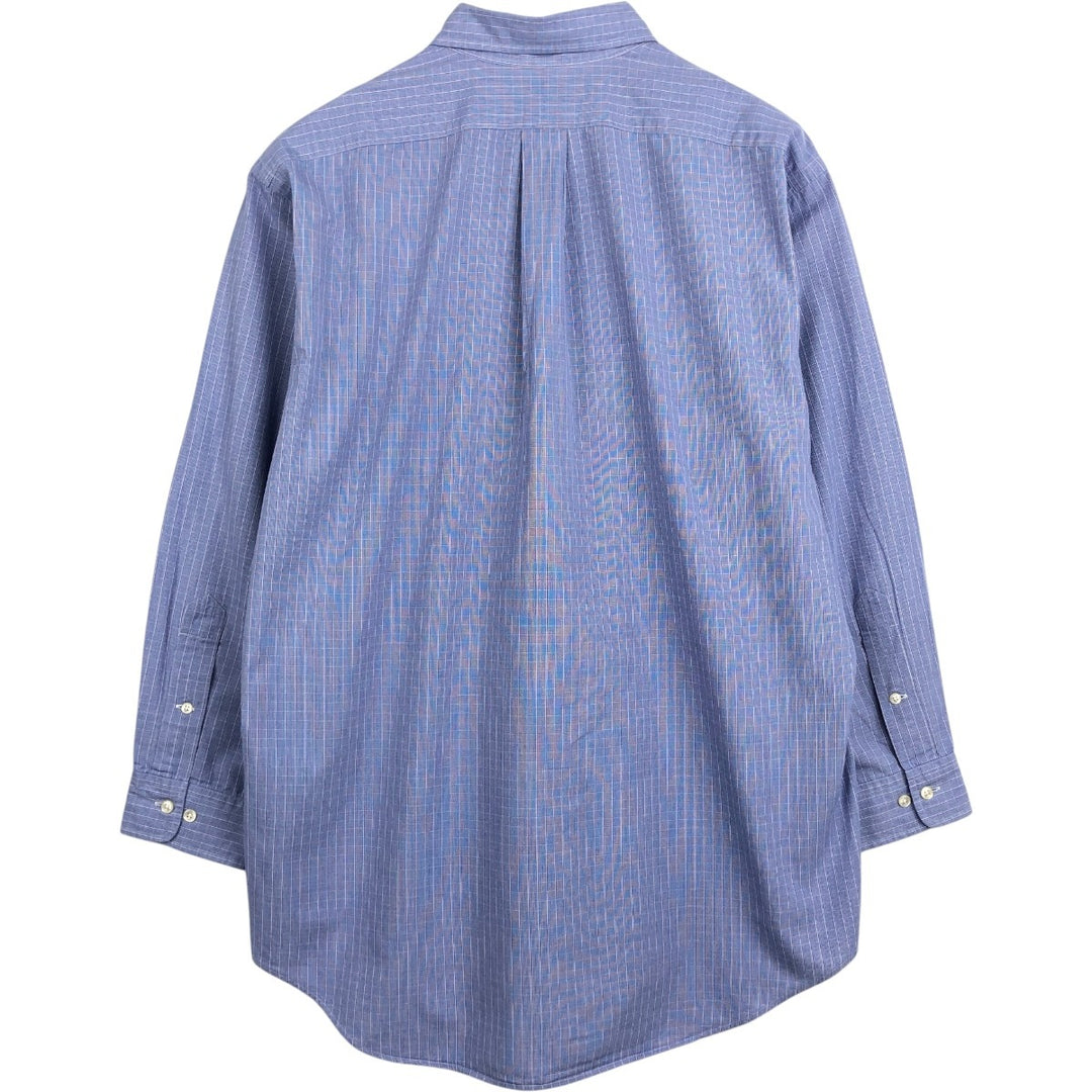 Ralph Lauren YARMOUTH Long-Sleeve Button-Down Check Shirt, Men's Size L (Equivalent), Lightweight cotton Purple type blue-purple Vintage Second Hand