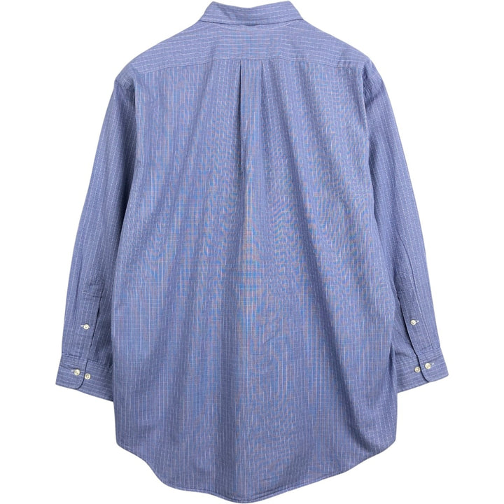 Ralph Lauren YARMOUTH Long-Sleeve Button-Down Check Shirt, Men's Size L (Equivalent), Lightweight cotton Purple type blue-purple Vintage Second Hand