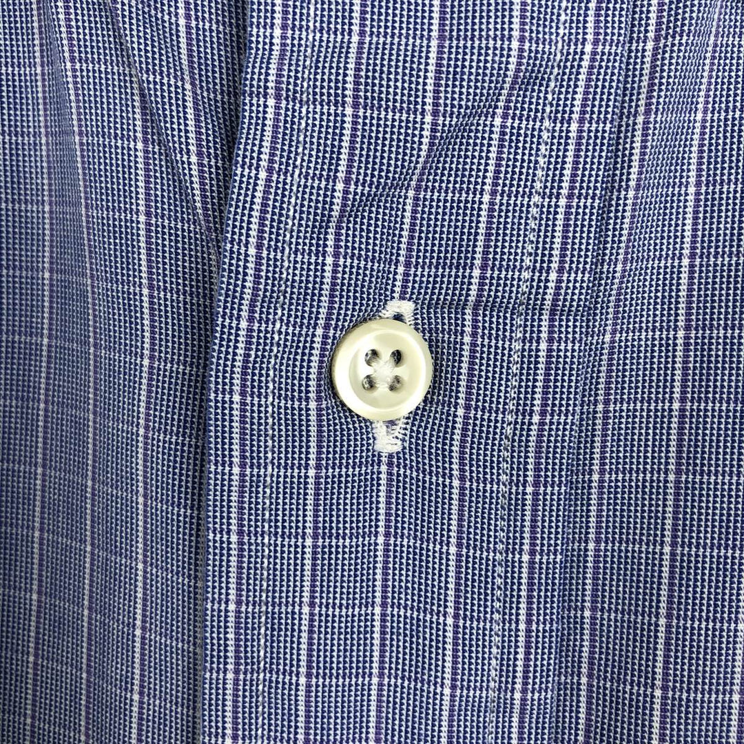 Ralph Lauren YARMOUTH Long-Sleeve Button-Down Check Shirt, Men's Size L (Equivalent), Lightweight cotton Purple type blue-purple Vintage Second Hand