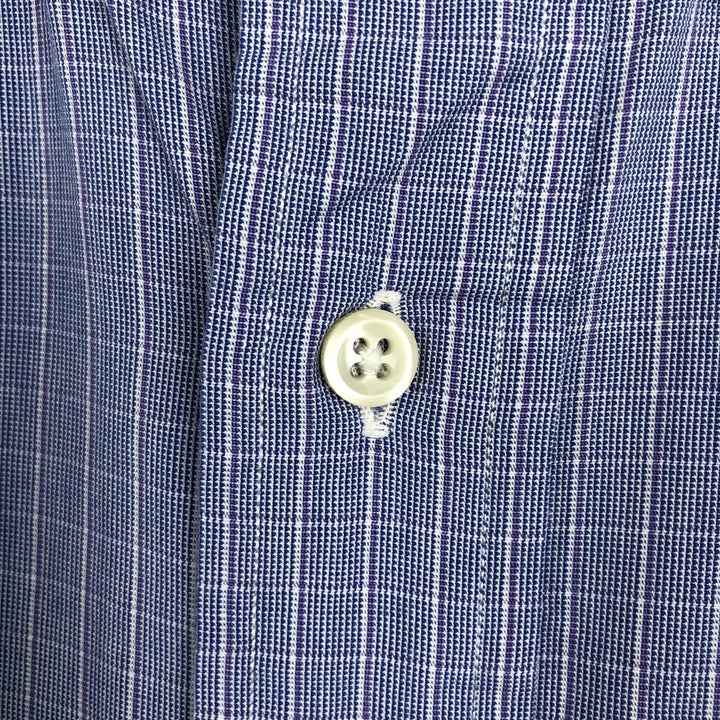 Ralph Lauren YARMOUTH Long-Sleeve Button-Down Check Shirt, Men's Size L (Equivalent), Lightweight cotton Purple type blue-purple Vintage Second Hand
