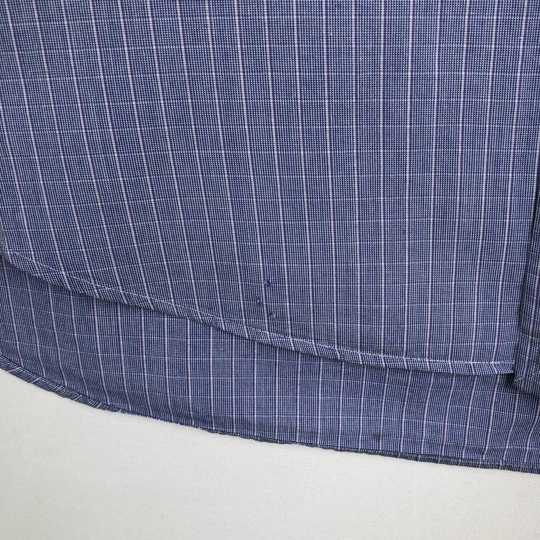 Ralph Lauren YARMOUTH Long-Sleeve Button-Down Check Shirt, Men's Size L (Equivalent), Lightweight cotton Purple type blue-purple Vintage Second Hand