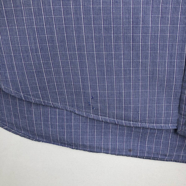 Ralph Lauren YARMOUTH Long-Sleeve Button-Down Check Shirt, Men's Size L (Equivalent), Lightweight cotton Purple type blue-purple Vintage Second Hand