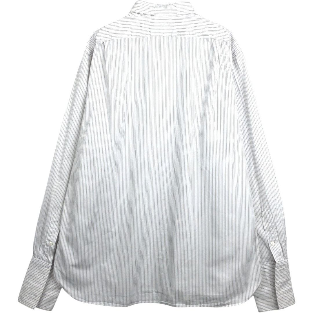 Ralph Lauren POLO by Ralph Lauren ESTATE CXUSTOMFIT Wide Collar Long Sleeve Striped Shirt with Cuffs, Men's Size XL (approx.) cotton white type Vintage Second Hand