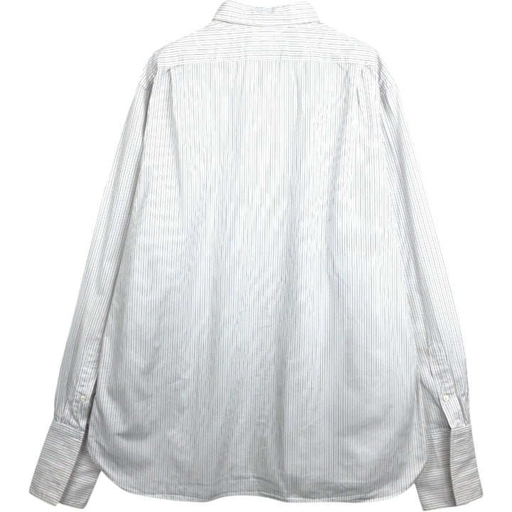 Ralph Lauren POLO by Ralph Lauren ESTATE CXUSTOMFIT Wide Collar Long Sleeve Striped Shirt with Cuffs, Men's Size XL (approx.) cotton white type Vintage Second Hand