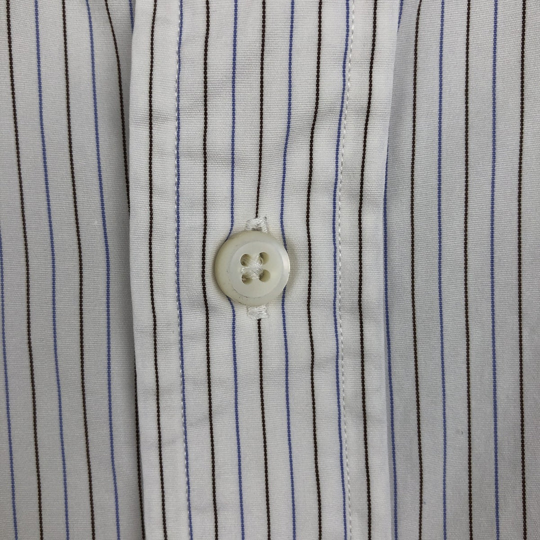 Ralph Lauren POLO by Ralph Lauren ESTATE CXUSTOMFIT Wide Collar Long Sleeve Striped Shirt with Cuffs, Men's Size XL (approx.) cotton white type Vintage Second Hand