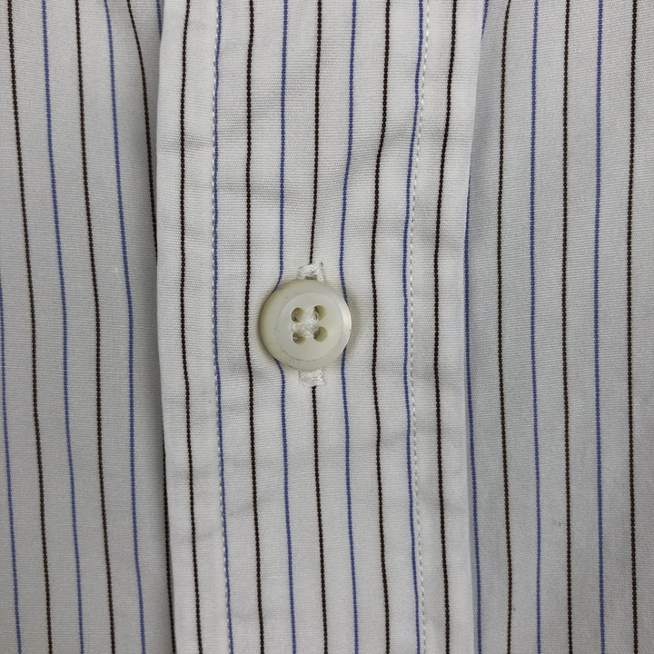Ralph Lauren POLO by Ralph Lauren ESTATE CXUSTOMFIT Wide Collar Long Sleeve Striped Shirt with Cuffs, Men's Size XL (approx.) cotton white type Vintage Second Hand