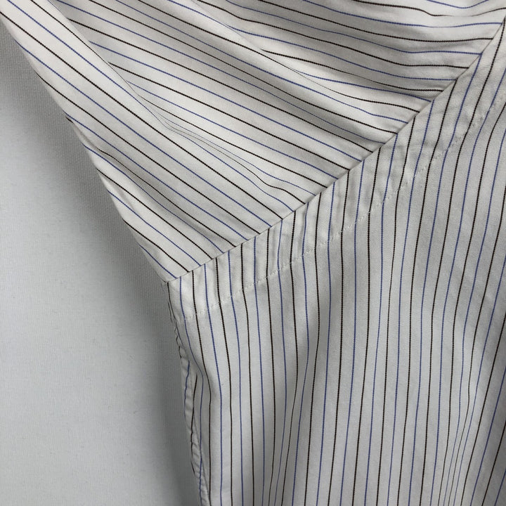 Ralph Lauren POLO by Ralph Lauren ESTATE CXUSTOMFIT Wide Collar Long Sleeve Striped Shirt with Cuffs, Men's Size XL (approx.) cotton white type Vintage Second Hand