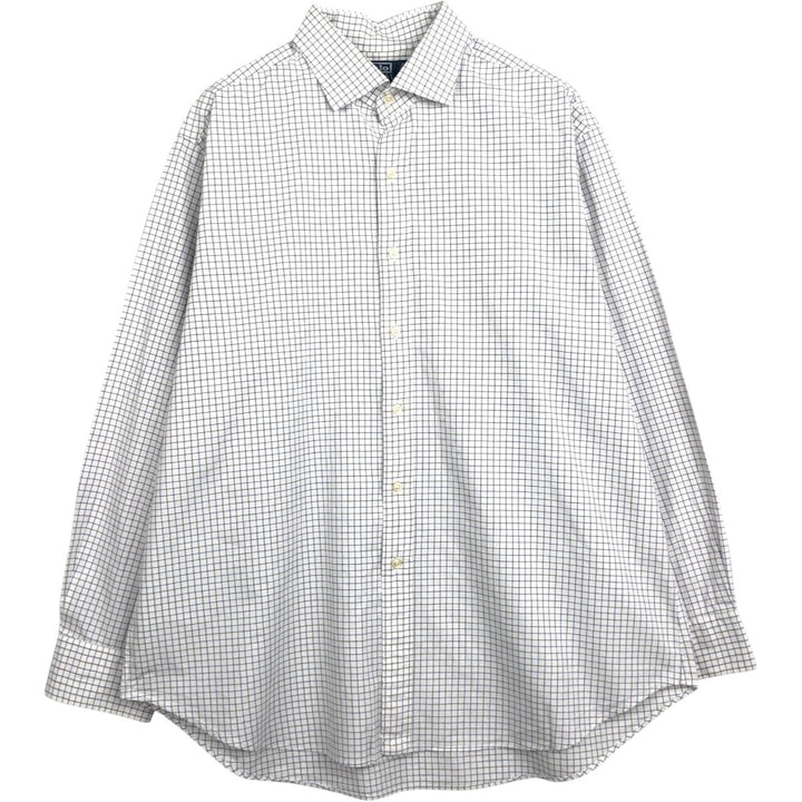 Ralph Lauren POLO by Ralph Lauren REGENT CLASSIC FIT Wide Collar Long Sleeve Check Shirt (Men's XL equivalent) cotton white type Vintage Second Hand