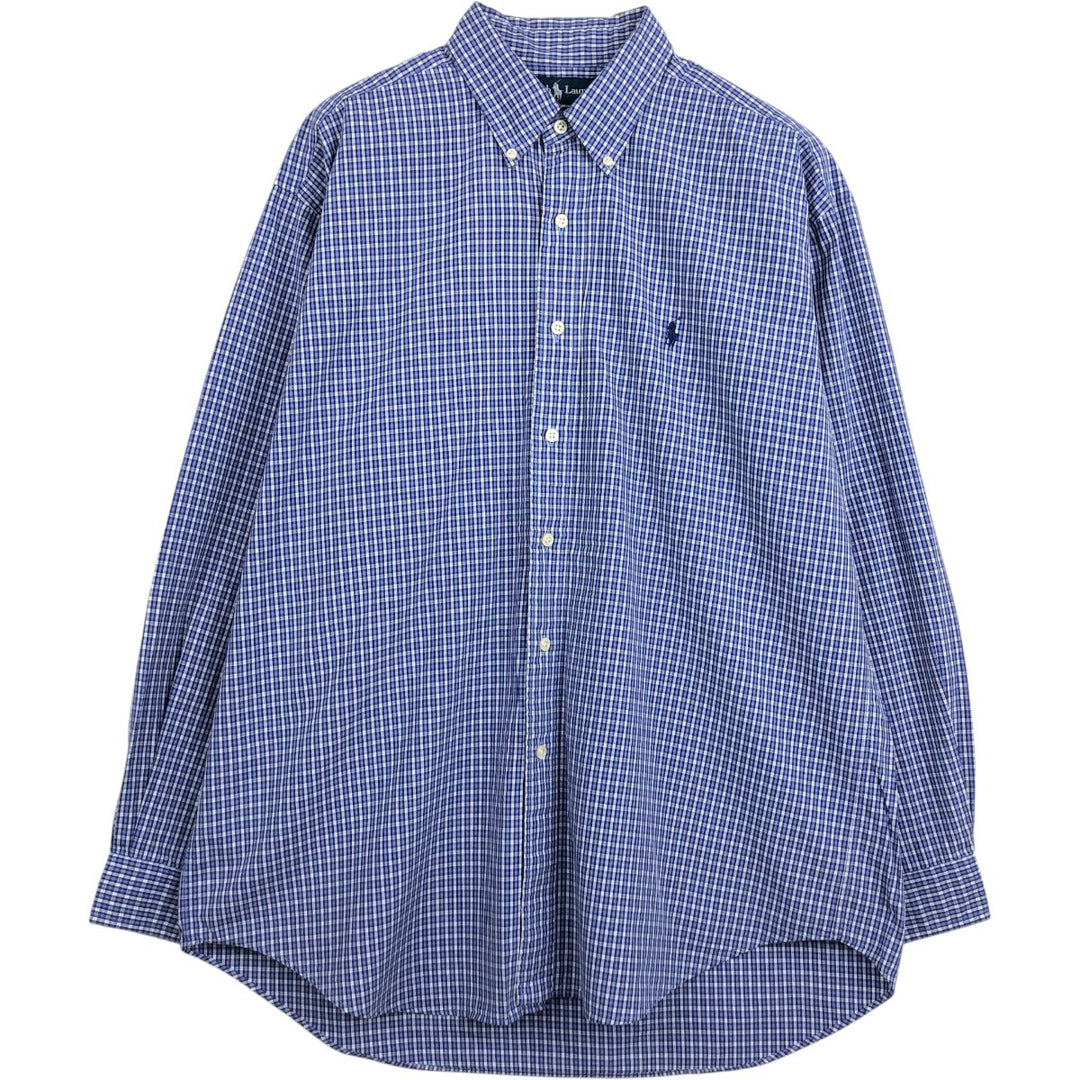 Ralph Lauren BLAKE long sleeve button down check shirt, men's size L cotton blue type Vintage Second Hand