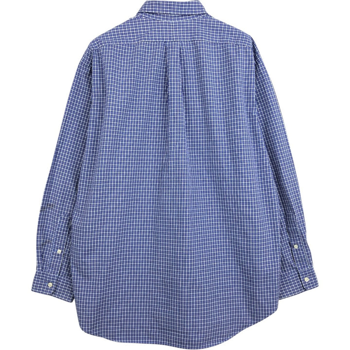 Ralph Lauren BLAKE long sleeve button down check shirt, men's size L cotton blue type Vintage Second Hand
