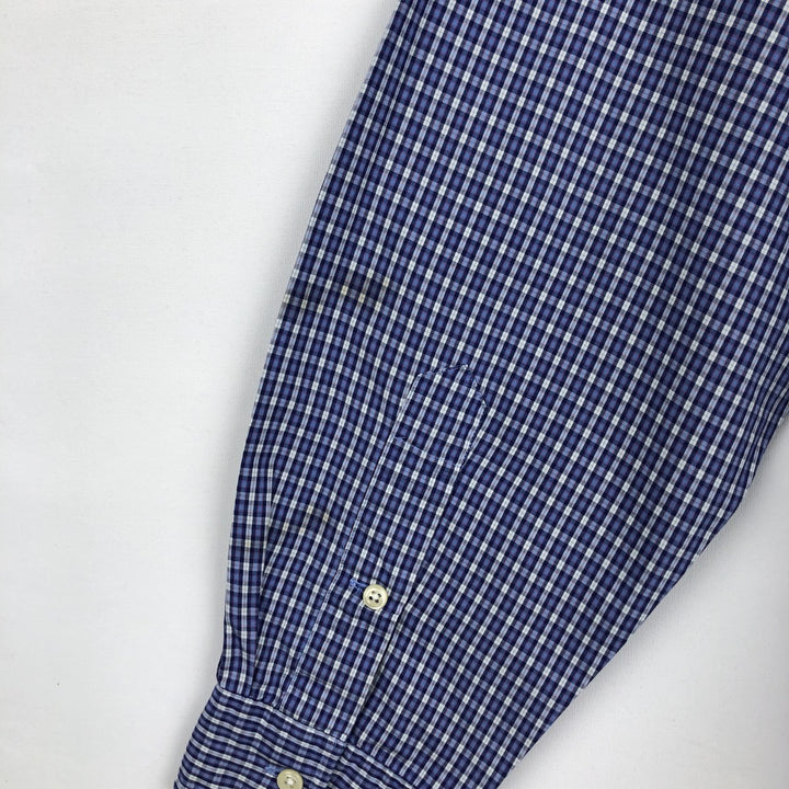 Ralph Lauren BLAKE long sleeve button down check shirt, men's size L cotton blue type Vintage Second Hand