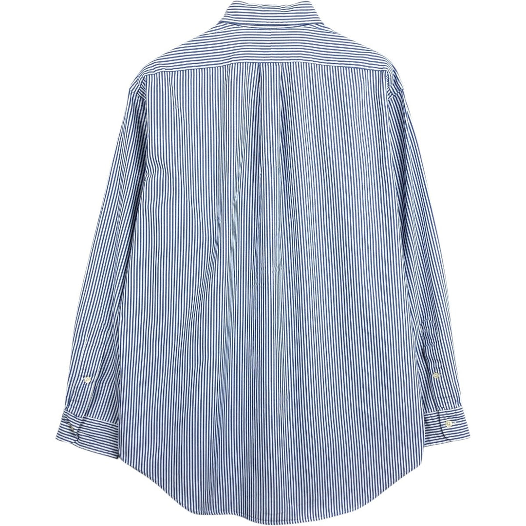 Ralph Lauren YARMOUTH Long Sleeve Button-Down Striped Shirt, Men's M Size cotton blue type Vintage Second Hand