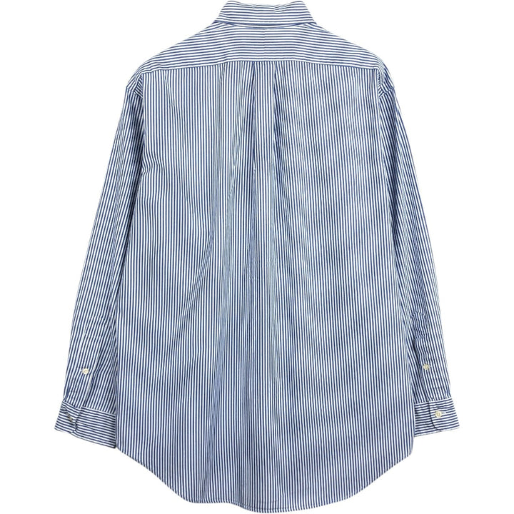 Ralph Lauren YARMOUTH Long Sleeve Button-Down Striped Shirt, Men's M Size cotton blue type Vintage Second Hand